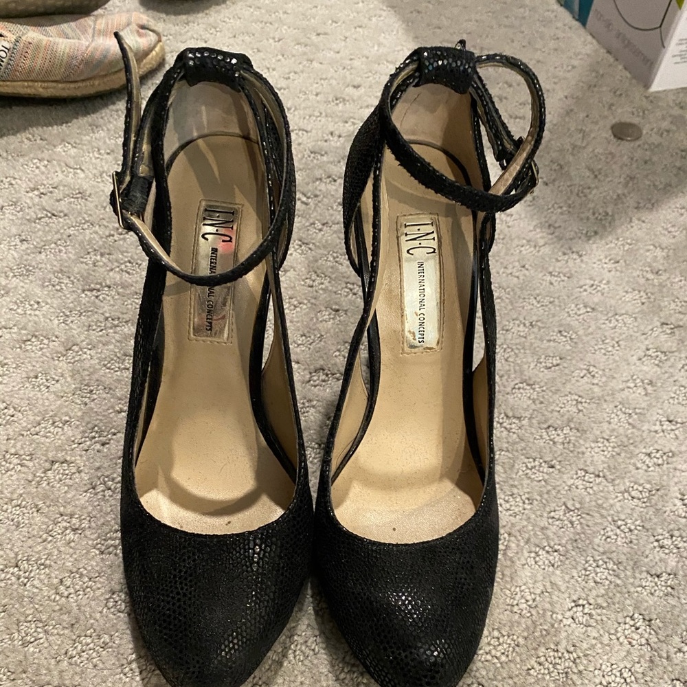 Black Ankle Strap Heel -Size 5